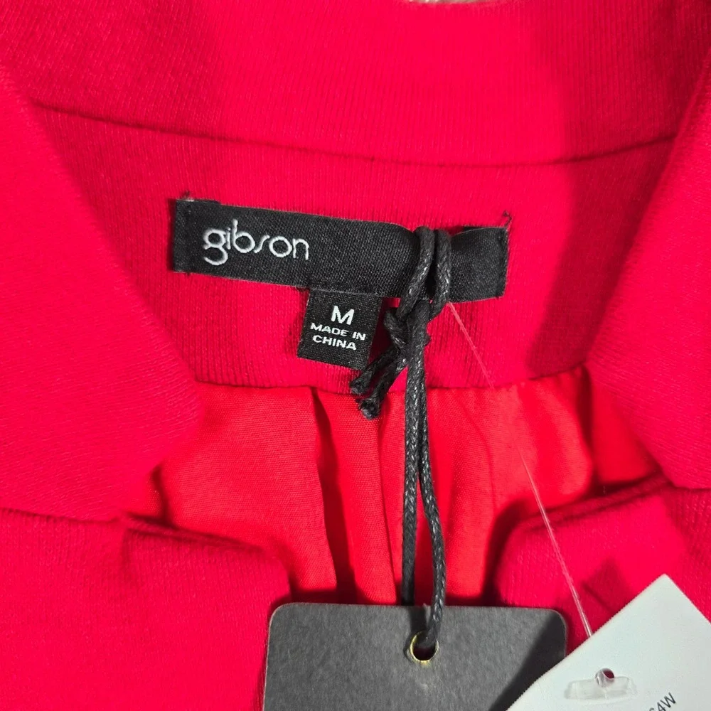 Gibson Womens Red Notchless Single Button Blazer GT10564W Petite Medium NWT